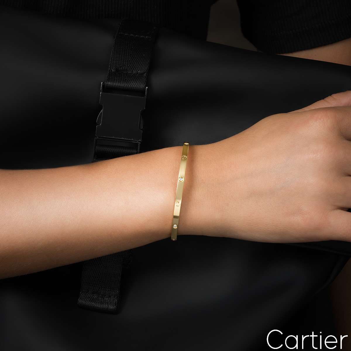 Cartier Yellow Gold Half Diamond SM Love Bracelet Size 17 B6047217 Cartier Yellow Gold Half Diamond SM Love Bracelet Size 17 B6047217